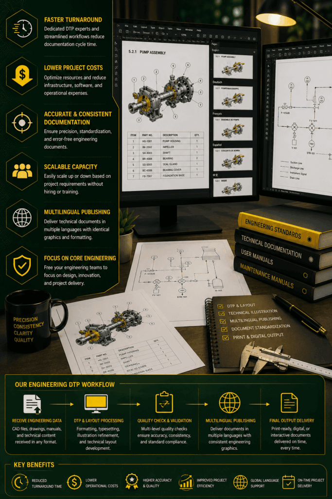 outsourcing engineering DTP services cost and turnaround time